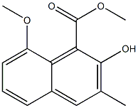 2-Hydroxy-3-methyl-8-methoxynaphthalene-1-carboxylic acid methyl ester Struktur