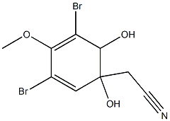 3,5-Dibromo-1,6-dihydroxy-4-methoxy-2,4-cyclohexadiene-1-acetonitrile Struktur