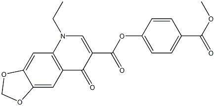 5-Ethyl-5,8-dihydro-8-oxo-1,3-dioxolo[4,5-g]quinoline-7-carboxylic acid 4-(methoxycarbonyl)phenyl ester Struktur