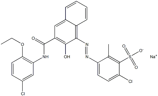 2-Chloro-6-methyl-5-[[3-[[(3-chloro-6-ethoxyphenyl)amino]carbonyl]-2-hydroxy-1-naphtyl]azo]benzenesulfonic acid sodium salt Struktur