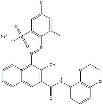 3-Chloro-5-methyl-6-[[3-[[(3-chloro-2-ethoxyphenyl)amino]carbonyl]-2-hydroxy-1-naphtyl]azo]benzenesulfonic acid sodium salt Struktur