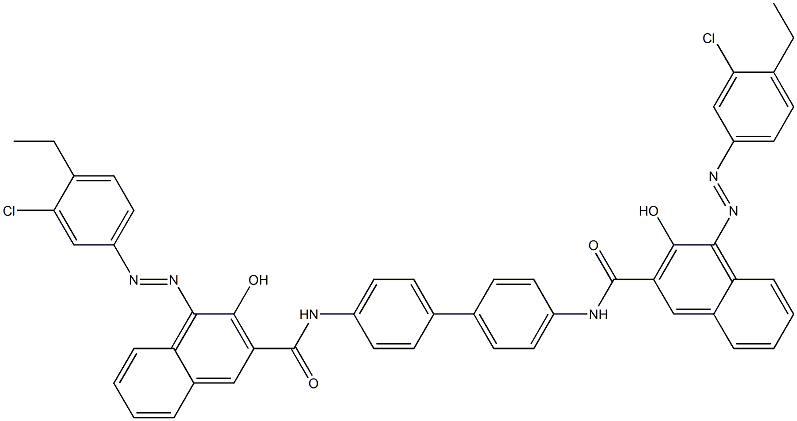 N,N'-(1,1'-Biphenyl-4,4'-diyl)bis[4-[(3-chloro-4-ethylphenyl)azo]-3-hydroxy-2-naphthalenecarboxamide] Struktur