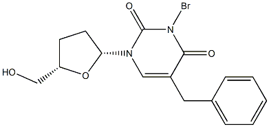 5-[Benzyl]-3-bromo-2',3'-dideoxyuridine Struktur