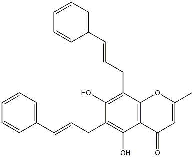 5,7-Dihydroxy-2-methyl-6,8-dicinnamylchromone Struktur