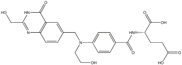 (2S)-2-[4-[N-[(3,4-Dihydro-2-hydroxymethyl-4-oxoquinazolin)-6-ylmethyl]-N-(2-hydroxyethyl)amino]benzoylamino]glutaric acid Struktur