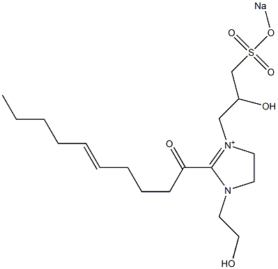 1-(2-Hydroxyethyl)-3-[2-hydroxy-3-(sodiooxysulfonyl)propyl]-2-(5-decenoyl)-2-imidazoline-3-ium Struktur