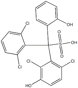 (2,6-Dichlorophenyl)(2,6-dichloro-3-hydroxyphenyl)(2-hydroxyphenyl)methanesulfonic acid Struktur