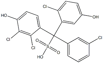 (3-Chlorophenyl)(2-chloro-5-hydroxyphenyl)(2,3-dichloro-4-hydroxyphenyl)methanesulfonic acid Struktur