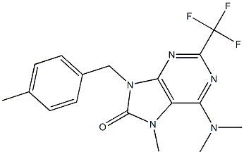 6-Dimethylamino-7-methyl-9-(4-methylbenzyl)-2-trifluoromethyl-9H-purin-8(7H)-one Struktur