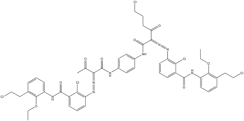 3,3'-[2-(2-Chloroethyl)-1,4-phenylenebis[iminocarbonyl(acetylmethylene)azo]]bis[N-[3-(2-chloroethyl)-2-ethoxyphenyl]-2-chlorobenzamide] Struktur