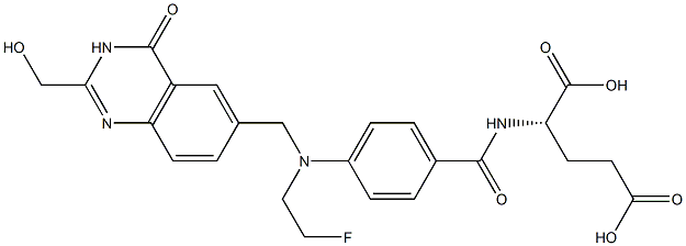 (2S)-2-[4-[N-[(3,4-Dihydro-2-hydroxymethyl-4-oxoquinazolin)-6-ylmethyl]-N-(2-fluoroethyl)amino]benzoylamino]glutaric acid Struktur