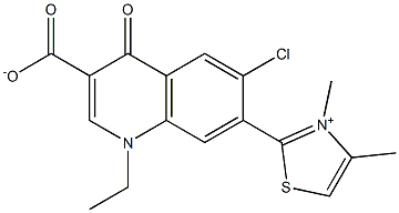 1,4-Dihydro-1-ethyl-4-oxo-6-chloro-7-[(3,4-dimethylthiazol-3-ium)-2-yl]quinoline-3-carboxylic acid Struktur