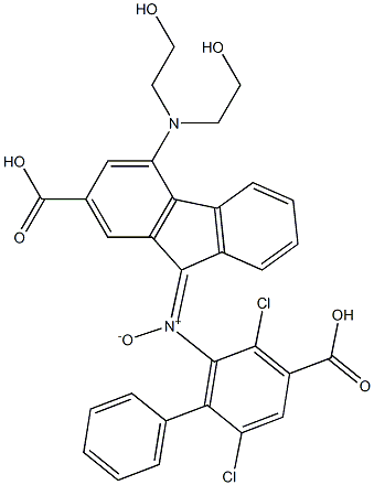 N-(2-Carboxy-9H-fluoren-9-ylidene)-4-[bis(2-hydroxyethyl)amino]phenylamineN-oxide Struktur