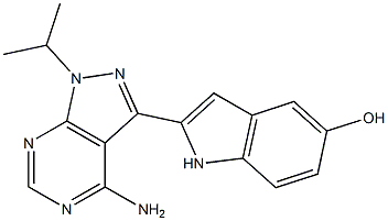 2-(4-Amino-1-isopropyl-1H-pyrazolo[3,4-d]pyrimidin-3-yl)1H-indol- 5-ol Struktur