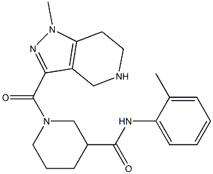 3-piperidinecarboxamide, N-(2-methylphenyl)-1-[(4,5,6,7-tetrahydro-1-methyl-1H-pyrazolo[4,3-c]pyridin-3-yl)carbonyl]- Struktur