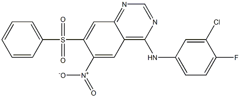 N-(3-chloro-4-fluorophenyl)-6-nitro-7-(phenylsulfonyl)quinazolin-4-amine Struktur