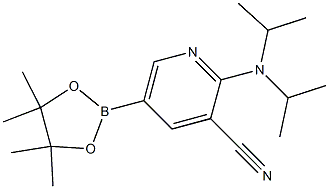 2-(diisopropylamino)-5-(4,4,5,5-tetramethyl-1,3,2-dioxaborolan-2-yl)pyridine-3-carbonitrile Struktur