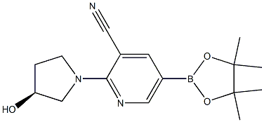 2-((S)-3-hydroxypyrrolidin-1-yl)-5-(4,4,5,5-tetramethyl-1,3,2-dioxaborolan-2-yl)pyridine-3-carbonitrile Struktur