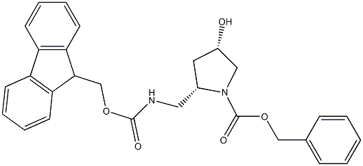 (2S,4S)-Benzyl 2-((((9H-fluoren-9-yl)methoxy)carbo nylamino)methyl)-4-hydroxypyrrolidine1-carboxylat Struktur