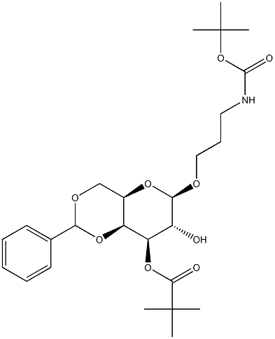 (3-N-Boc-aminopropyl) 4,6-O-benzylidene-3-O-pivaloyl-b-D-galactopyranoside Struktur