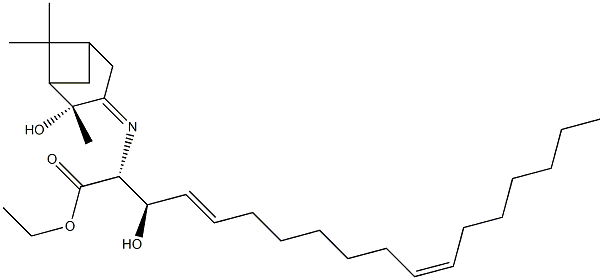 (2R,3R,4E,11Z)-Ethyl 3-Hydroxy-2-((Z)-((2R)-2-hydroxy-2,6,6-trimethylbicyclo[3.1.1]heptan-3-ylidene)amino)octadeca-4,11-dienoate Struktur