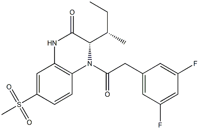 (3S)-4-[(3,5-DIFLUOROPHENYL)ACETYL]-3-[(1S)-1-METHYLPROPYL]-7-(METHYLSULFONYL)-3,4-DIHYDROQUINOXALIN-2(1H)-ONE Struktur