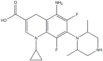 1-cyclopropyl 5-amino-6,8 difluoro-7-(2,6-dimethyl-1-piperazinyl)-1,4-dihydro--3-quinolinecarboxylic acid Struktur