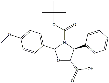 (4S,5R)-3-TERT-BUTOXYCARBONY-2-(4-ANISYL)-4-PHENYL-5-OXAZOLIDINECARBOXYLICACID Struktur