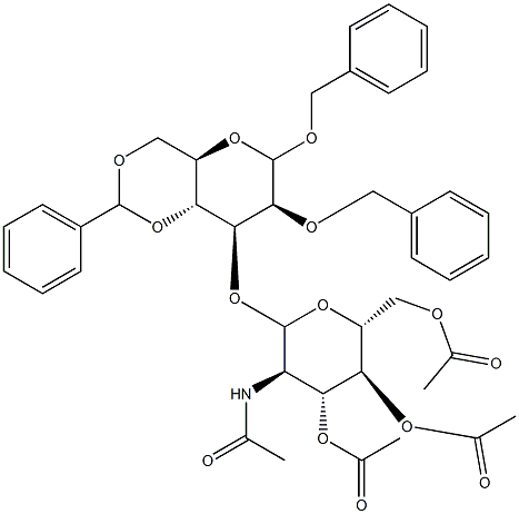 3-O-(2-Acetamido-3,4,6-tri-O-acetyl-2-deoxy-D-glucopyranosyl)-1,2-di-O-benzyl-4,6-O-benzylidene-D-mannopyranoside Struktur