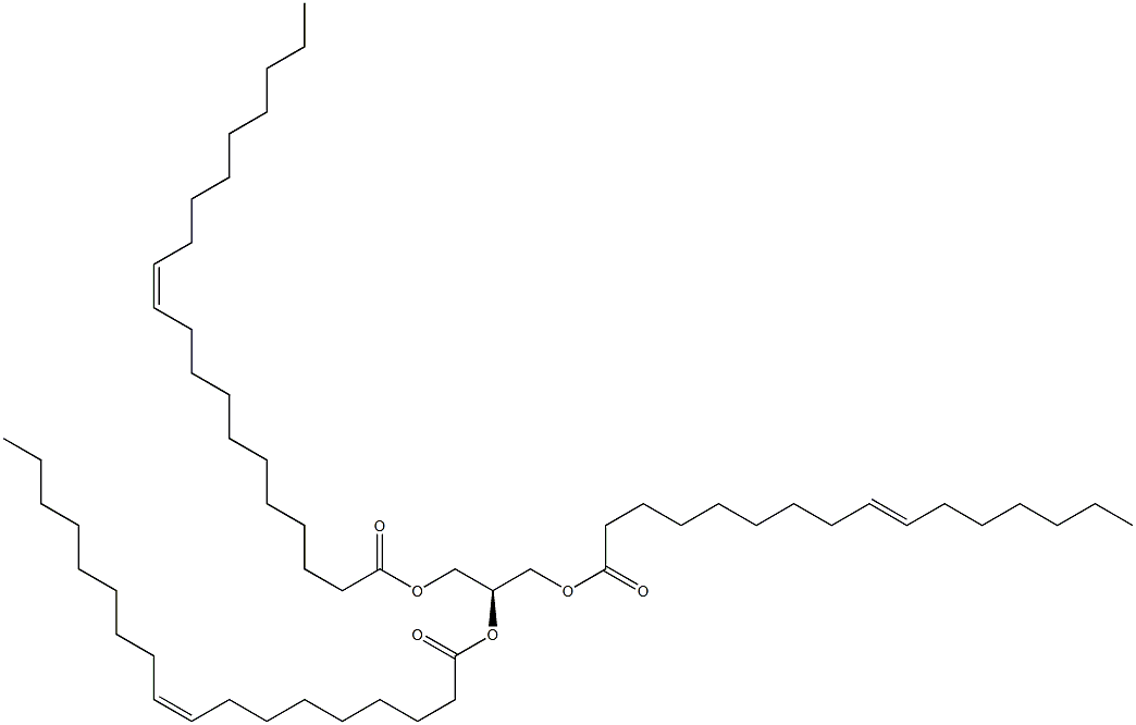 1-(9Z-hexadecenoyl)-2-(9Z-octadecenoyl)-3-(11Z-eicosenoyl)-sn-glycerol Struktur