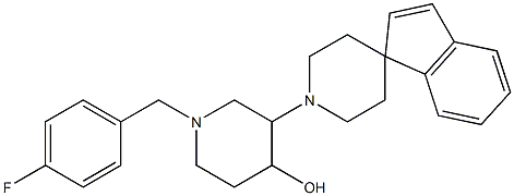 1'-(4-hydroxy-1-(4-fluorobenzyl)piperidin-3-yl)spiro(1H-indene-1,4'-piperidine) Struktur