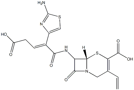 7-(2-(2-amino-4-thiazolyl)--4-carboxy-2-butenoylamino)-3-vinyl-3-cephem-4-carboxylic acid Struktur