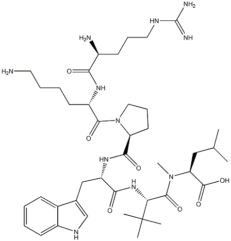 methyl(arginyl)-lysyl-prolyl-tryptophyl-tert-leucyl-leucine Struktur