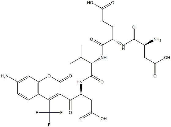 aspartyl-glutamyl-valyl-aspartyl-7-amino-4-trifluoromethylcoumarin Struktur