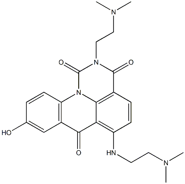 9-hydroxy-2-(2-(dimethylamino)ethyl)-6-((2-(dimethylamino)ethyl)amino)-2,3-dihydro-1H,7H-pyrimido(5,6,1-de)acridine-1,3,7-trione Struktur