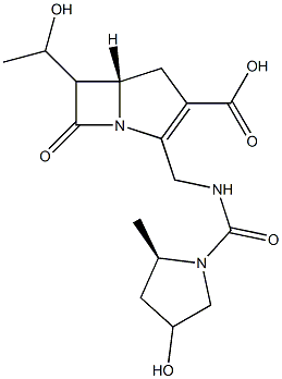 2-((4-hydroxy-1-prolinamido)methyl)-6-(1-hydroxyethyl)penem-3-carboxylic acid Struktur