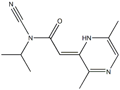 (3,6-dimethyl-2-pyrazilidene)-cyano-N-isopropylacetamide Struktur