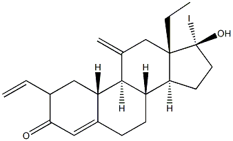 17-iodovinyl-18-methyl-11-methylene-19-nortestosterone Struktur