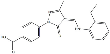 (4-(4-(2-ethylphenylamino)methylene)-3-methyl-5-oxo-4,5-dihydropyrazol-1-yl)benzoic acid Struktur