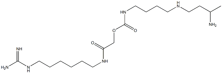 2-((6-((aminoiminomethyl)amino)hexyl)amino)-2-oxoethyl (4-((3-aminobutyl)amino)butyl)carbamate Struktur