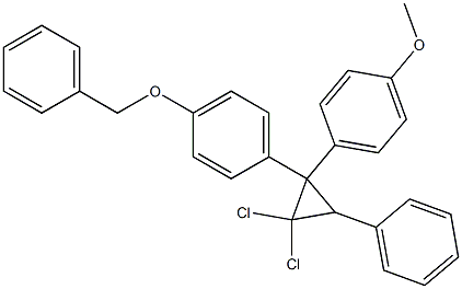 1,1-dichloro-2-(4-benzyloxyphenyl)-2-(4-methoxyphenyl)-3-phenylcyclopropane Struktur