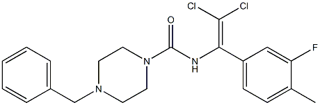 4-benzyl-N-[2,2-dichloro-1-(3-fluoro-4-methyl-phenyl)ethenyl]piperazine-1-carboxamide Struktur