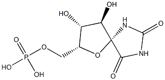 [(2R,3R,4R,5S)-3,4-dihydroxy-7,9-dioxo-1-oxa-6,8-diazaspiro[4.4]non-2-yl]methoxyphosphonic acid Struktur