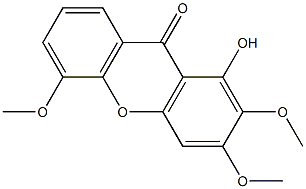 1-hydroxy-2,3,5-trimethoxy-xanthen-9-one Struktur