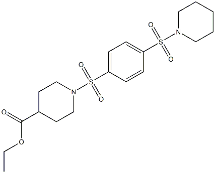 ethyl 1-[4-(1-piperidylsulfonyl)phenyl]sulfonylpiperidine-4-carboxylate Struktur