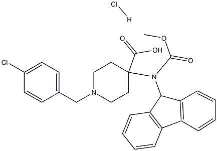 1-(4-chloro-benzyl)-4-(9h-fluoren-9-ylmethoxycarbonylamino)-piperidine-4-carboxylic acid hydrochloride Struktur