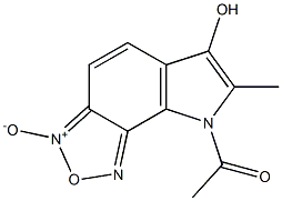 8-ACETYL-6-HYDROXY-7-METHYLPYRROLO(2,3-E)BENZOFURAZAN-3-OXIDE Struktur