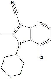 7-CHLORO-1-(TETRAHYDROPYRAN-4-YL)METHYL-1H-INDOLE-3-CARBONITRILE Struktur