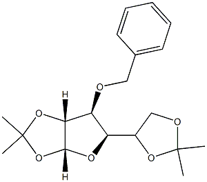 (3AR,6S,6AR)-6-(BENZYLOXY)-TETRAHYDRO-2,2-DIMETHYL-5-((R)-2,2-DIMETHYL-1,3-DIOXOLAN-4-YL)FURO[2,3-D][1,3]DIOXOLE Struktur