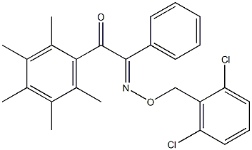 2-{[(2,6-dichlorobenzyl)oxy]imino}-1-(2,3,4,5,6-pentamethylphenyl)-2-phenylethan-1-one Struktur